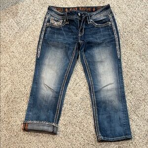 Rock Revival Denim Capri with White Stitching